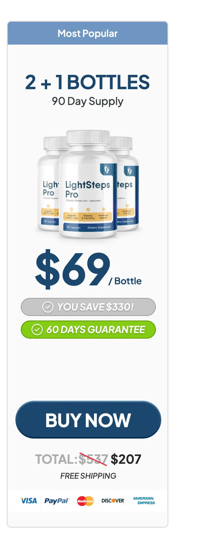 LightSteps Pro 3 bottle popular package 90 day supply